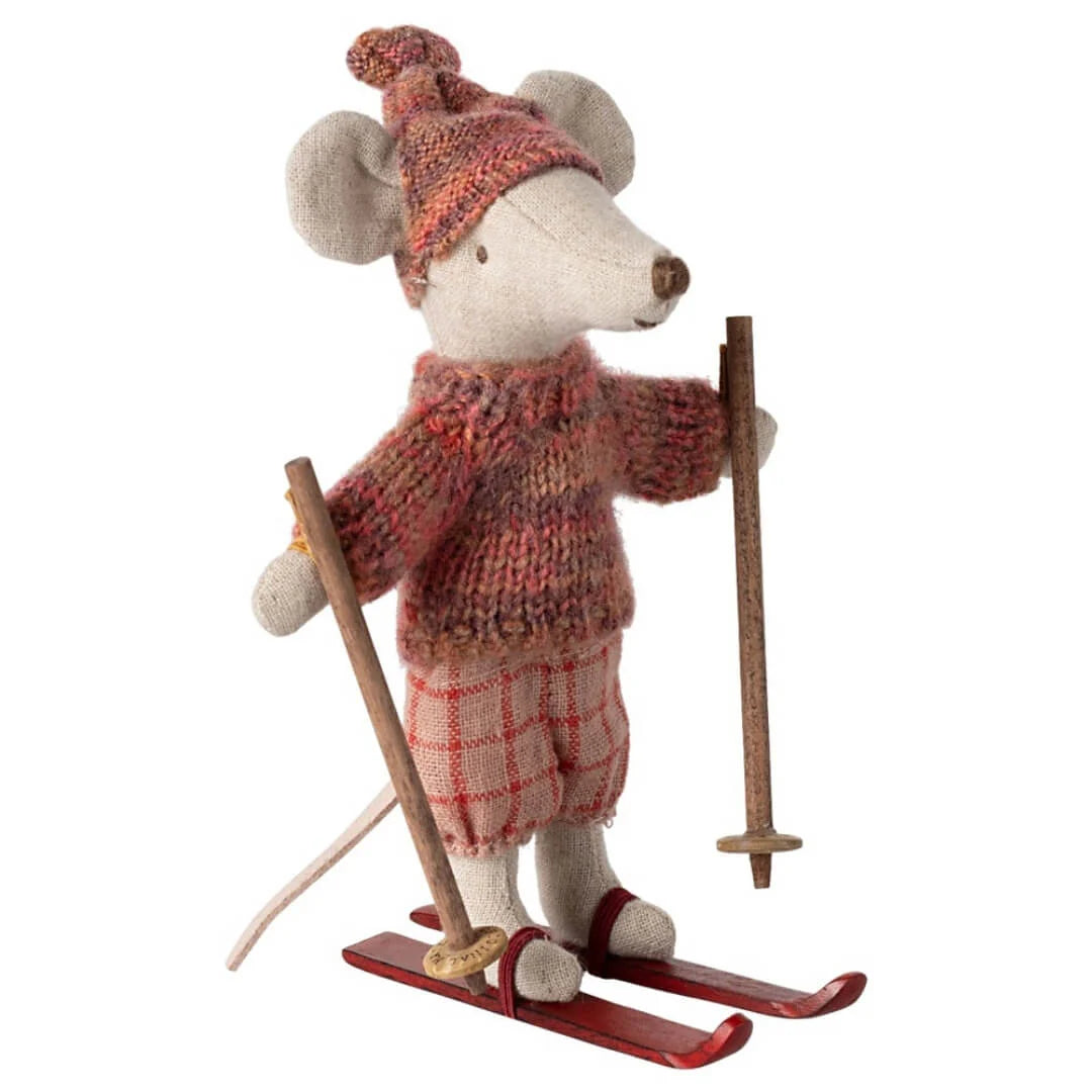 Big Sister Winter Mouse with Ski Set in Rose