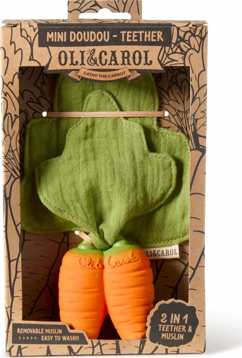 Cathy the Carrot Mini Doudou Teether