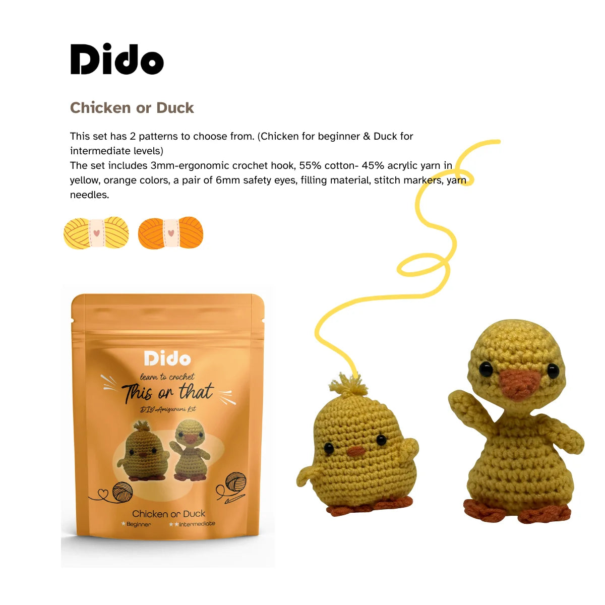 DIY Amigurumi Kit Chicken or Duck