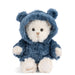 Jacob the White Teddy Bear in Blue Hoodie