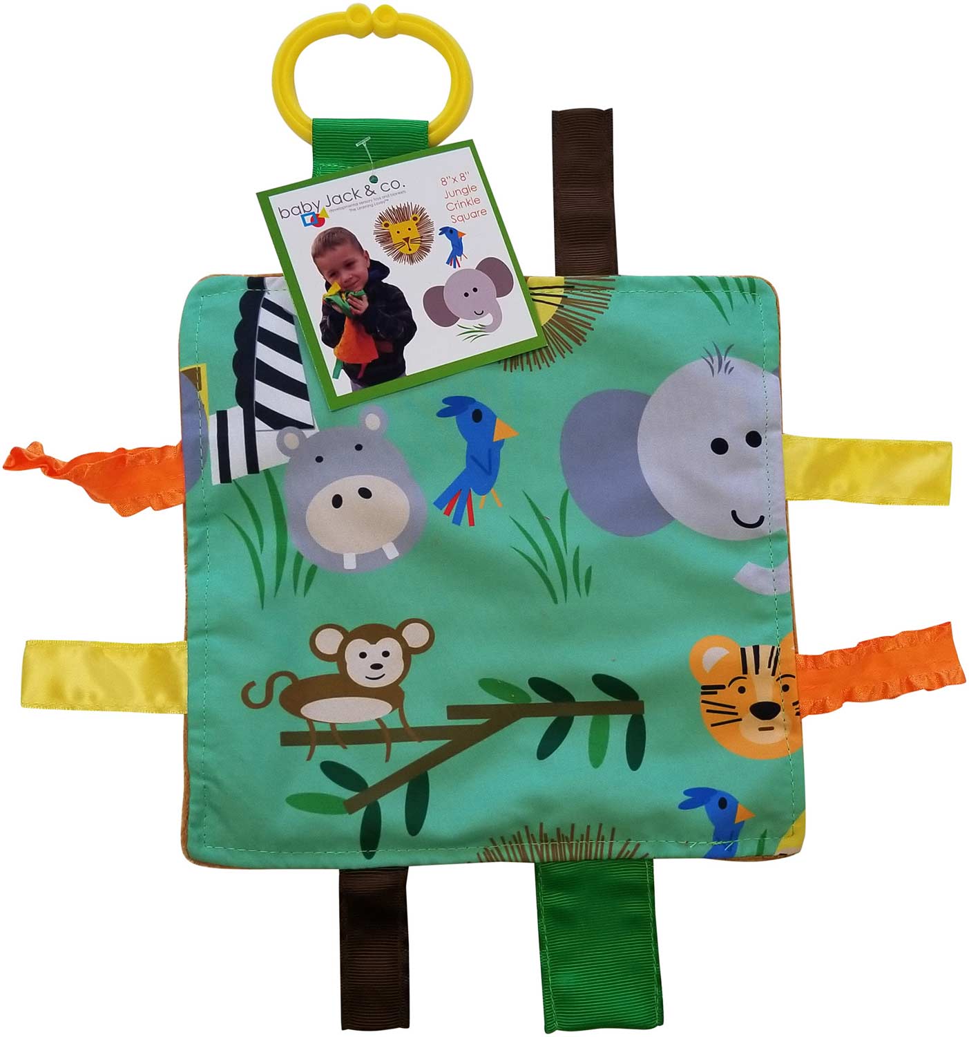 Jungle Zoo Tag & Crinkle Square Blankie