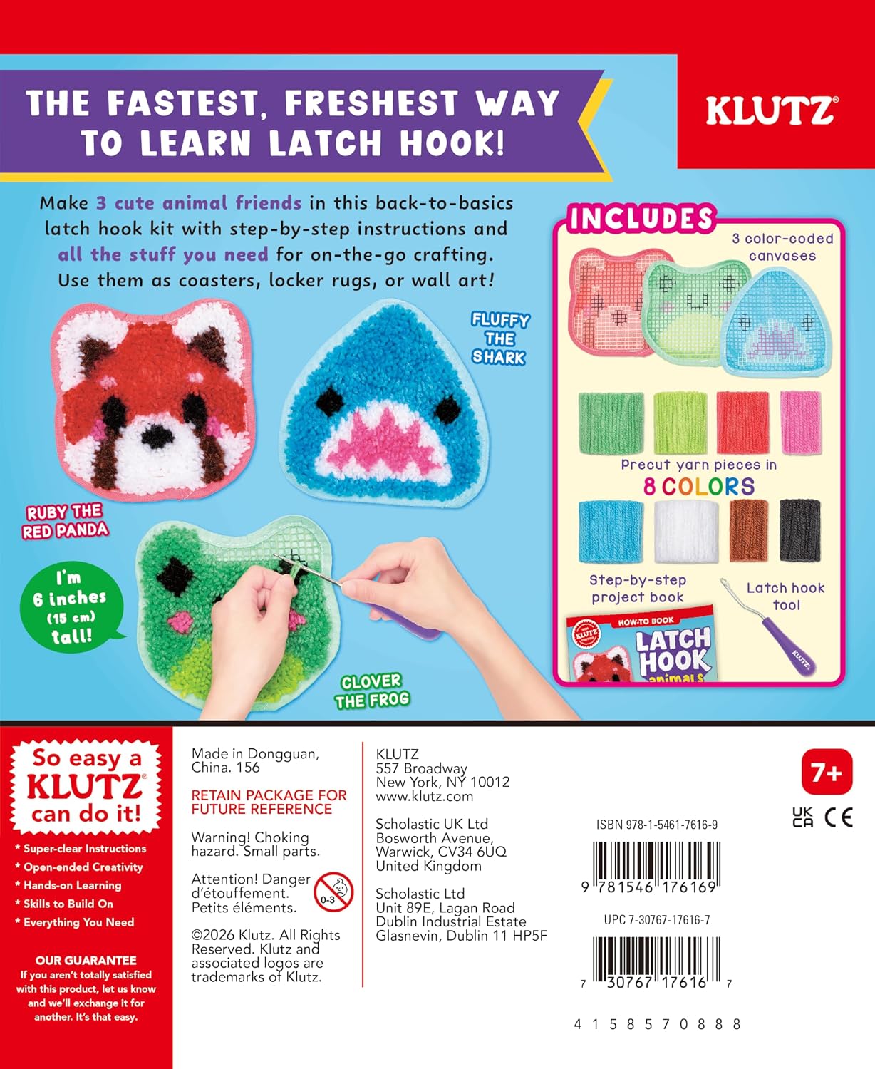 Latch Hook Animals: Red Panda, Frog & Shark