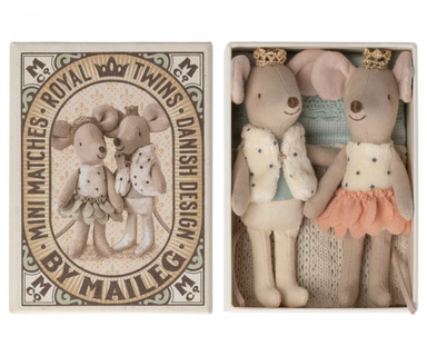 Little Sister & Brother Royal Twins Mice in Matchbox