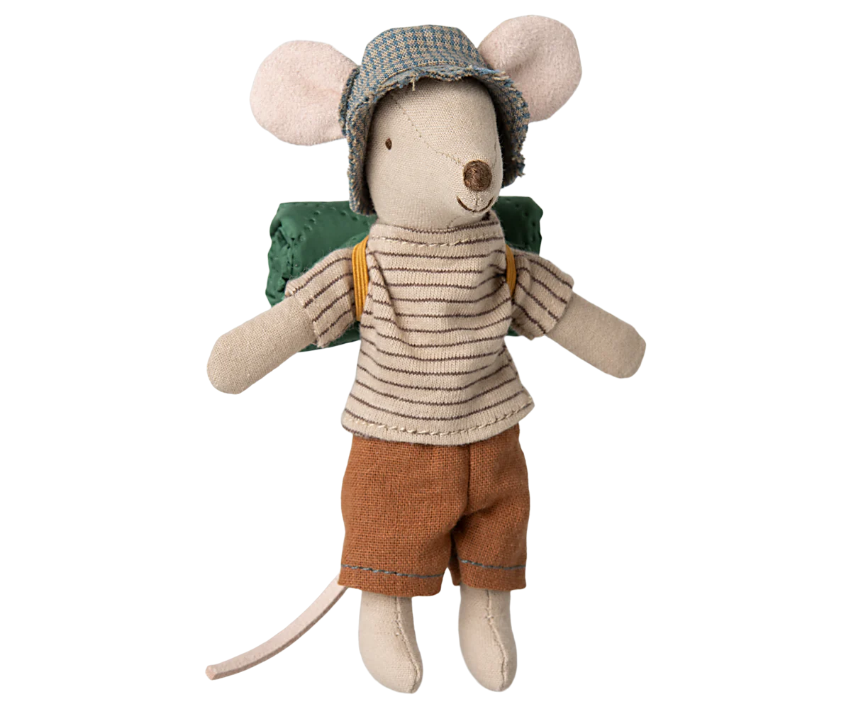 Maileg Big Brother Hiker Mouse in Thin Stripes