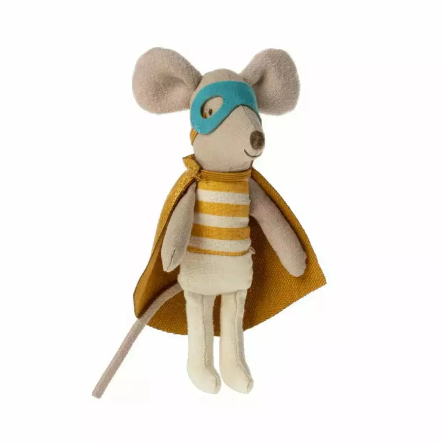 Maileg Little Brother Superhero Mouse in Matchbox