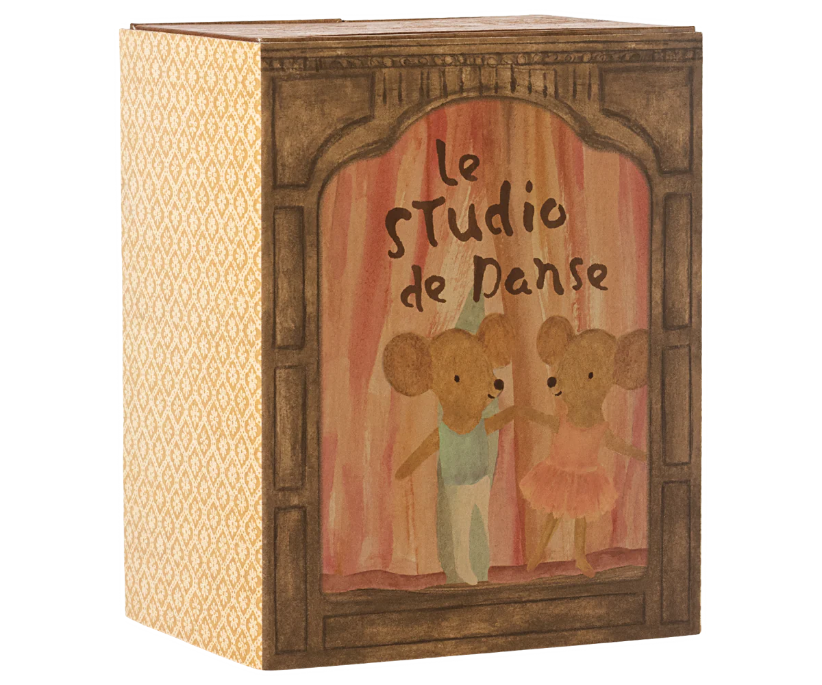 Maileg Little Sister & Brother Ballet Mice in Dance Studio
