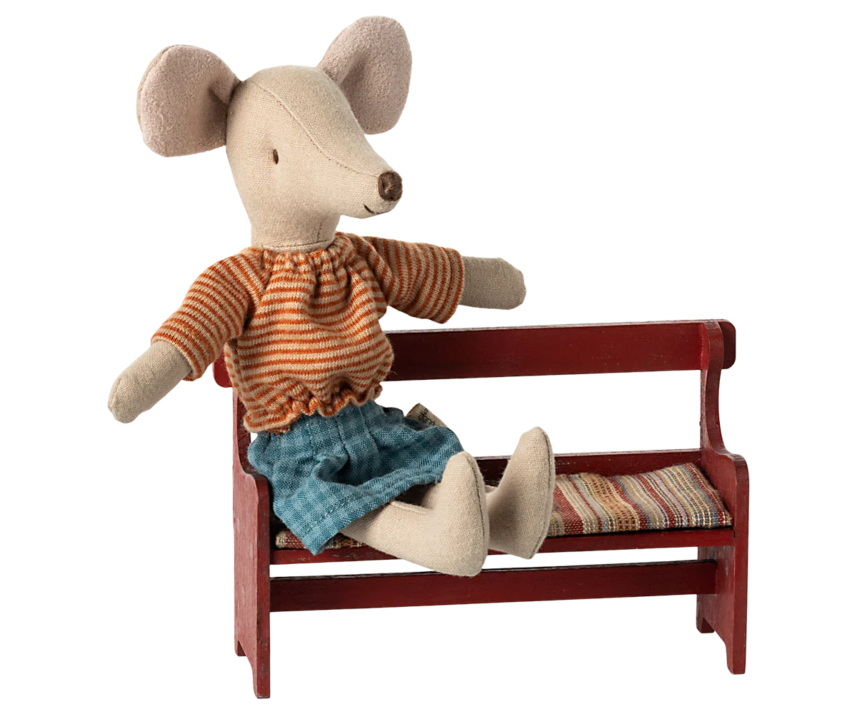 Maileg Red Mouse Bench