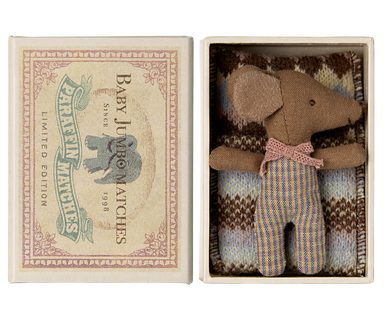 Maileg Rose Sleepy Wakey Baby Mouse in Matchbox