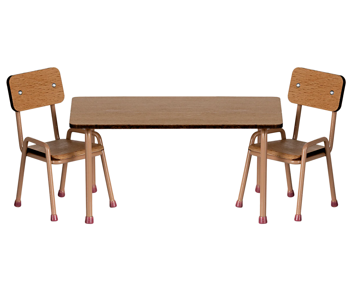 Maileg Table & Chair Set for Mouse in Dark powder