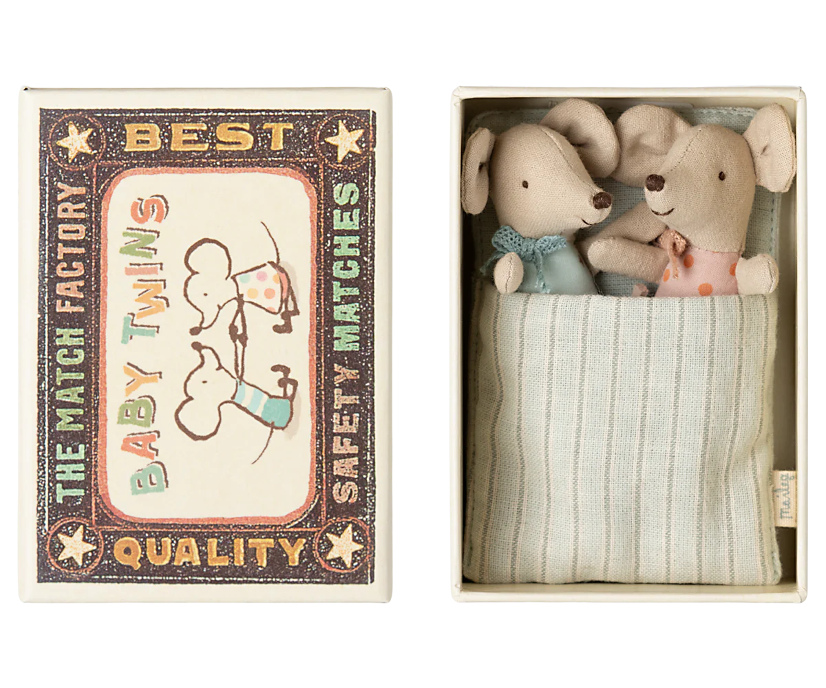Maileg Twins Baby Mice in Matchbox
