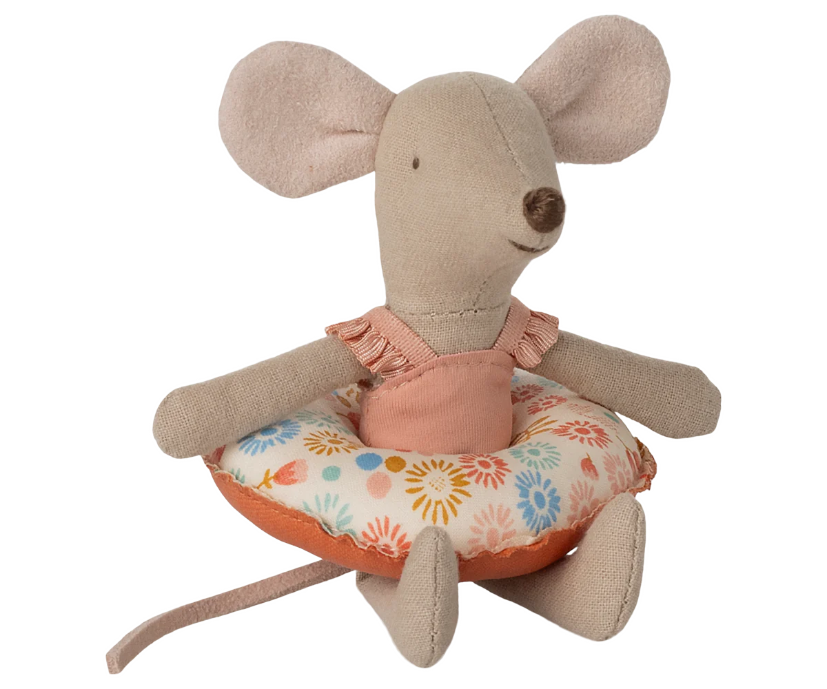 Maileg Little Sister Beach Mouse with Flower Float