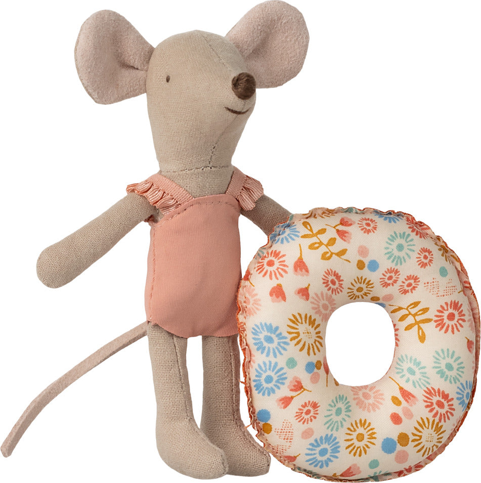 Maileg Little Sister Beach Mouse with Flower Float