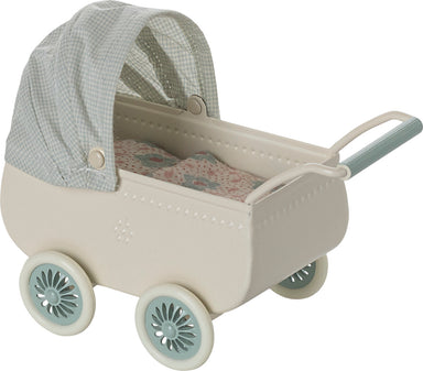 Maileg Pram with Baby Mouse in Mint