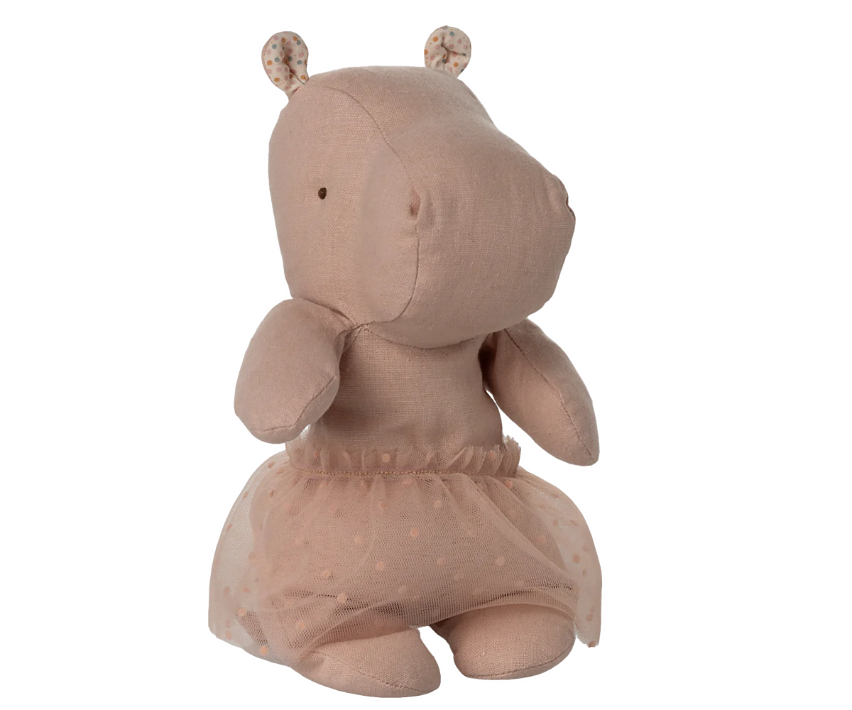 Maileg Safari Friends Small Soft Rose Hippo with Skirt