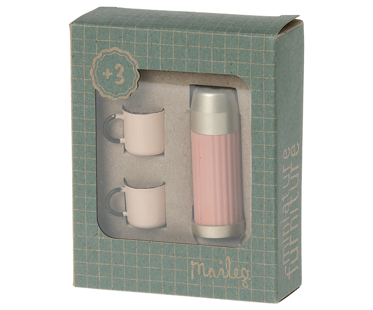 Maileg Thermos & Cups in Soft Coral