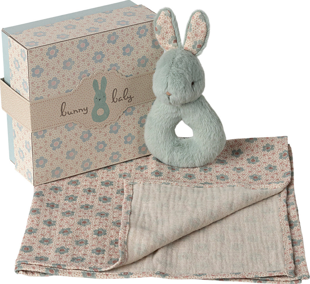 Mint Rabbit Rattle Set