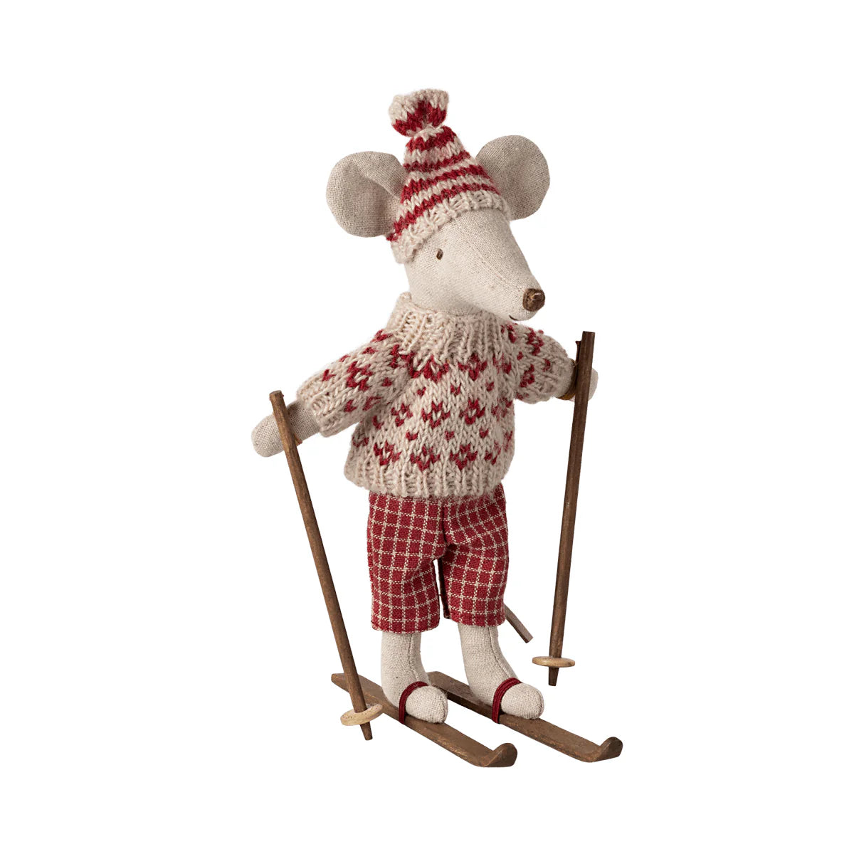 Mum Winter Mouse with Ski Set in Red