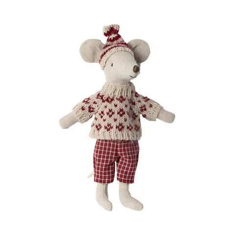 Mum Winter Mouse with Ski Set in Red