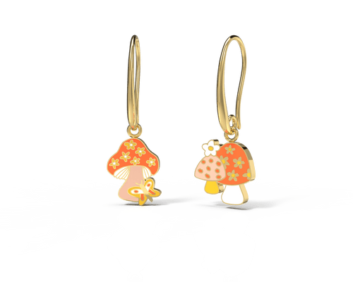 Mushroom Butterfly Hanging Earrings