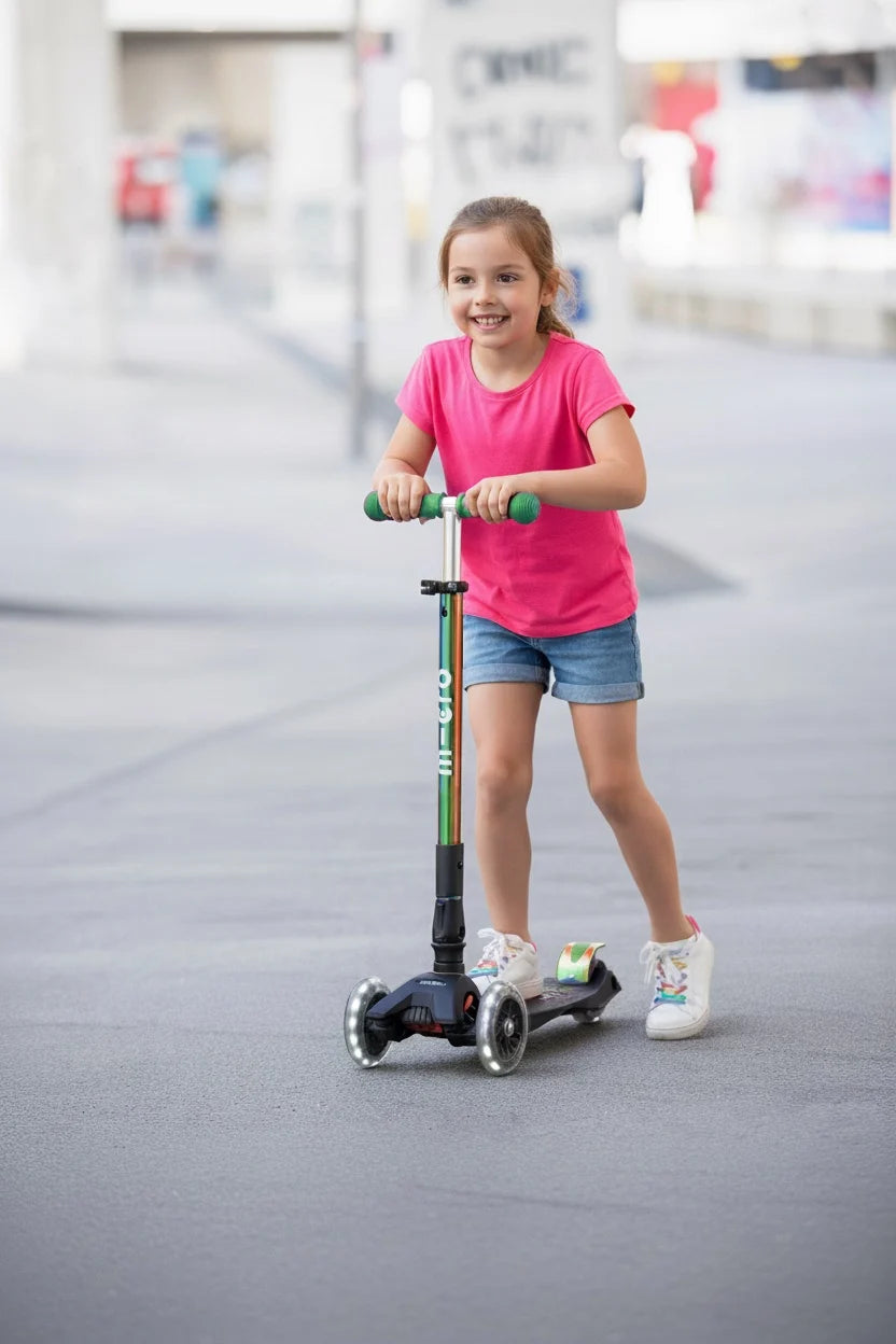 Neochrome Green LED Maxi Deluxe Foldable Micro Kickboard Scooter