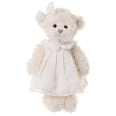Nikole the White Teddy Bear in White Dress