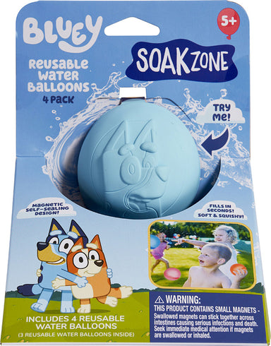 Soak Zone Bluey & Paw Patrol Reusable Water Balloons 4 pk