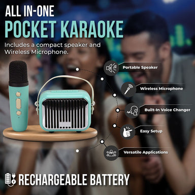 Teal Pocket Karaoke Speaker & Mic Combo Set