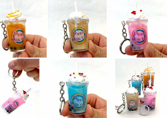 Boba Milk Tea Charm With Keyring