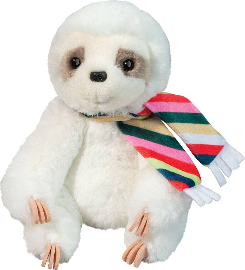 Mini Tobie Soft Sloth with Striped Scarf