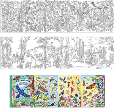 Bugs, Birds & Butterflies (fold-out coloring book with stickers)