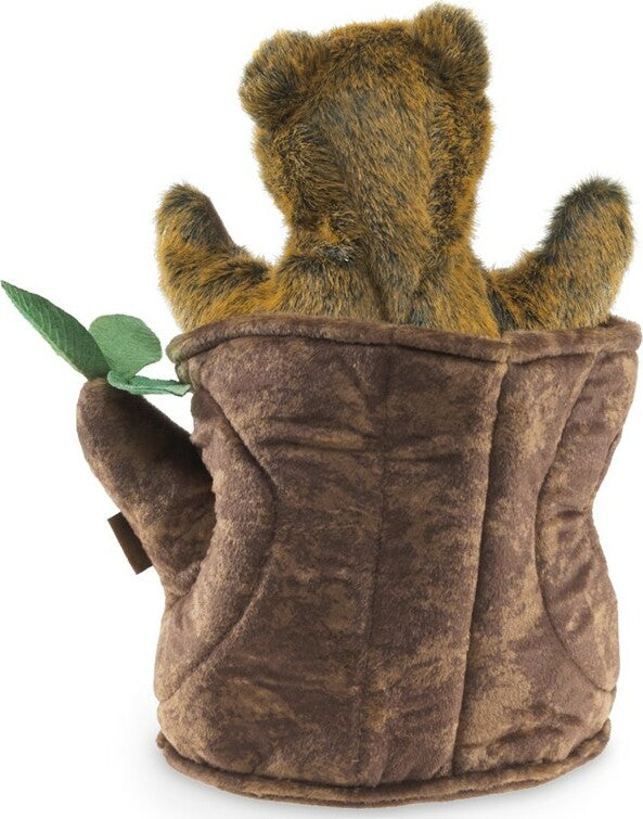Bear In Tree Stump Hand Puppet