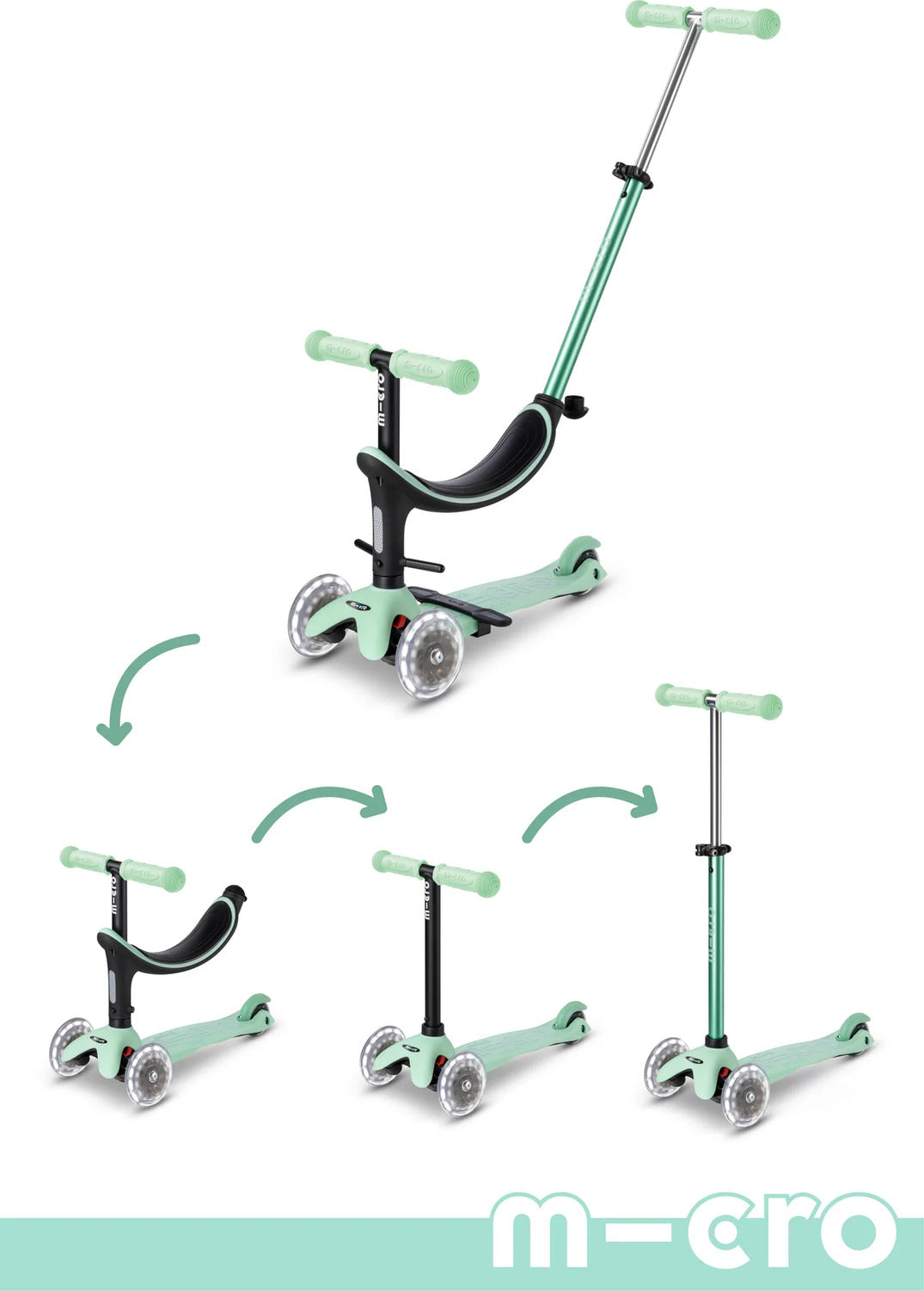 Micro Mini2Grow LED Scooter (Mint)