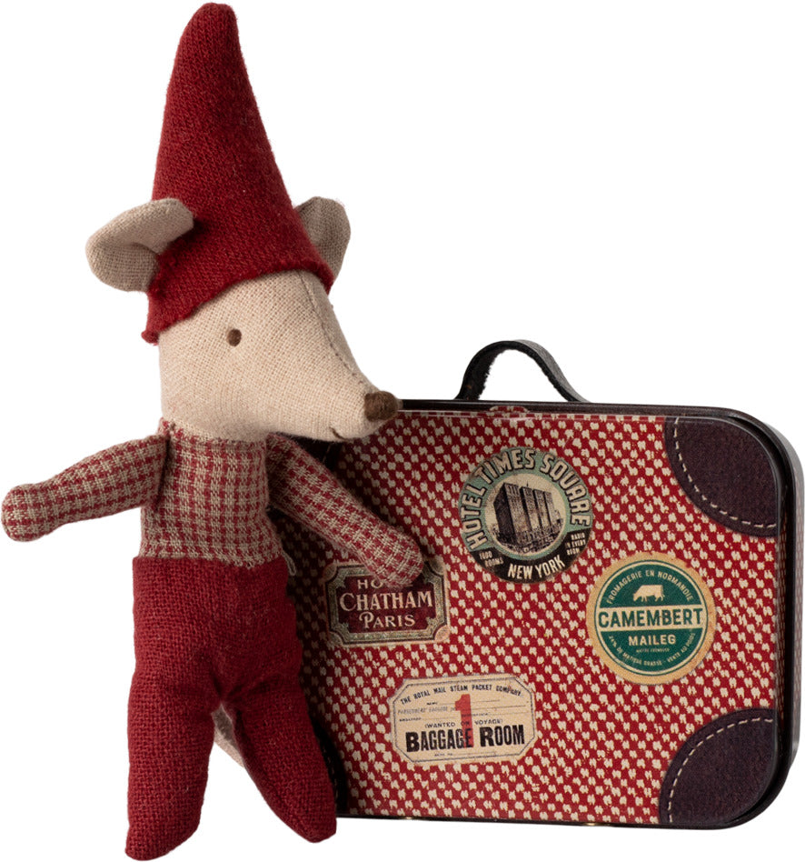 Christmas Mouse Baby in Suitcase