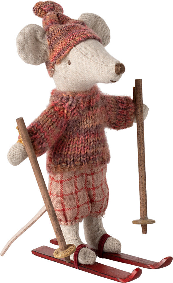 Big Sister Winter Mouse with Ski Set in Rose