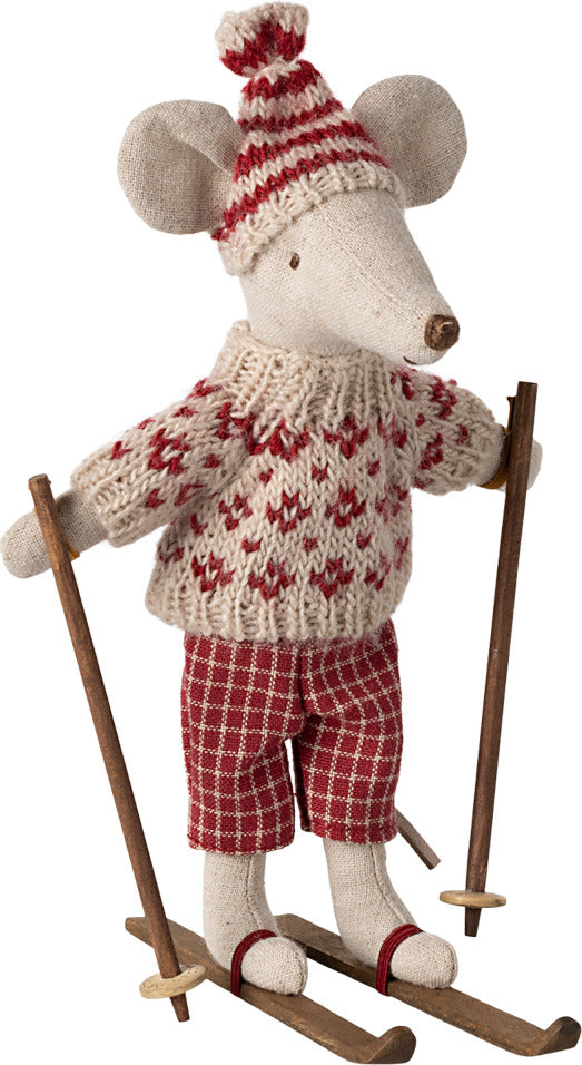 Mum Winter Mouse with Ski Set in Red