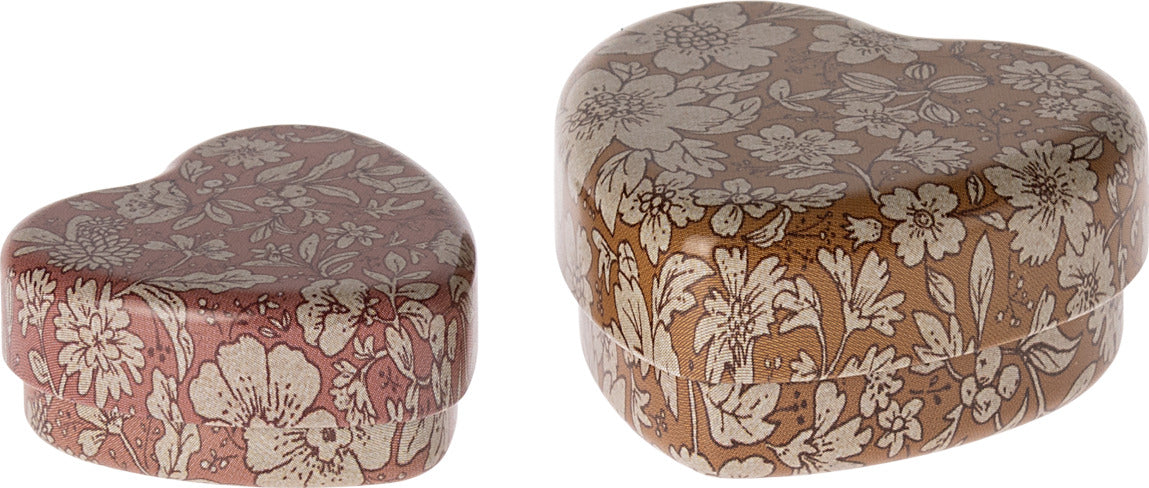 Metal Heart Box, 2 pcs - Heather Blossom